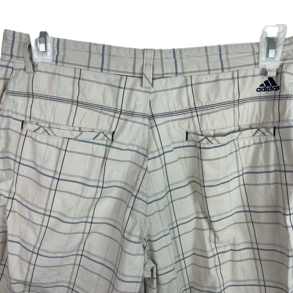 Adidas | Khaki Plaid Lightweight Golf Shorts